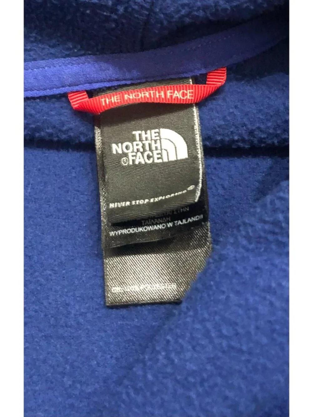 The North Face Womens Medium Blue Full Zip Fleece Hooded Jacked White Falcon